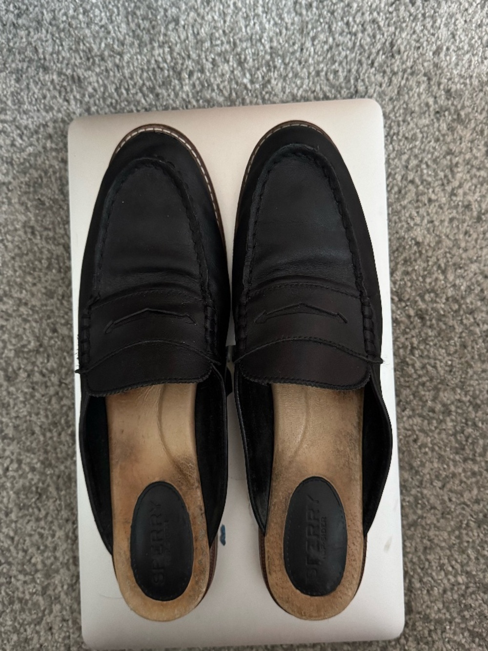 Black Sperry Top Sider Leather Mule